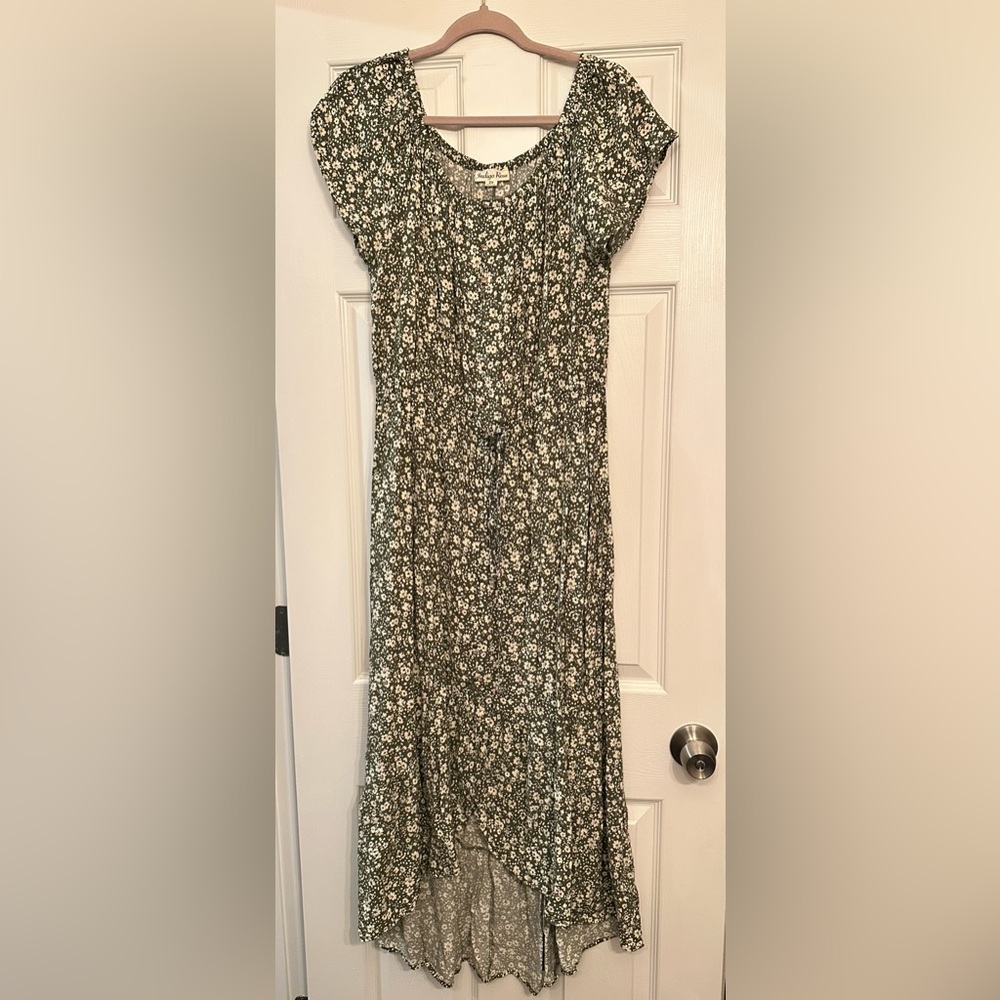 Indigo Rose Floral Green Dress